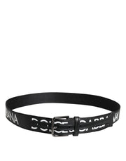 Dolce & Gabbana Black Leather Classic Metal Logo Buckle Belt