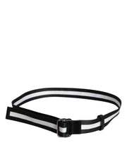 Dolce & Gabbana Black Yellow Logo Striped Metal Buckle Belt