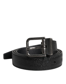 Dolce & Gabbana Black Calf Leather Classic Metal Buckle Belt
