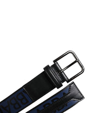 Dolce & Gabbana Black Blue Polyester Printed Metal Buckle Belt