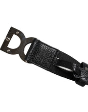 Dolce & Gabbana Black White Printed Metal Logo Buckle Belt