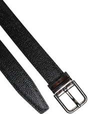 Dolce & Gabbana Black Calf Leather Classic Metal Buckle Belt