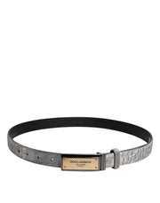 Dolce & Gabbana Silver Classic Gold Logo Plaque Buckle Belt