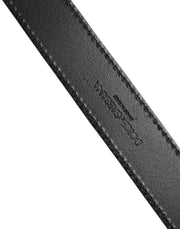Dolce & Gabbana Silver Classic Gold Logo Plaque Buckle Belt