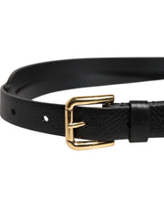 Dolce & Gabbana Black Leopard Classic Gold Metal Buckle Belt