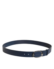 Dolce & Gabbana Blue Leather Classic Metal Logo Buckle Belt