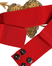 Dolce & Gabbana Red Stretch Wide Waist Heart Embellished Belt