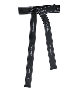 Dolce & Gabbana Black Waist Ribbon Wide Bow Logo Belt