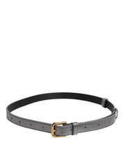 Dolce & Gabbana Silver Logo Engraved Metal Waist Buckle Belt