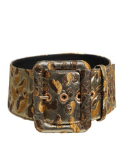 Dolce & Gabbana Gold Spotted Jacquard Fabric Wide Waist Belt