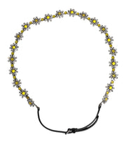 Dolce & Gabbana Black Leather Daisy Crystal Embellish Waist Belt