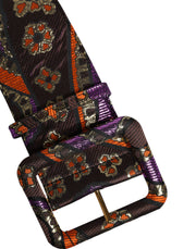 Dolce & Gabbana Multicolor Floral Jacquard Lurex Wide Waist Buckle Belt