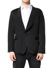 Dolce & Gabbana Black Silk Single Breasted Coat Blazer Suit
