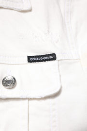Dolce & Gabbana White Graffiti Cotton Stretch Denim Jacket