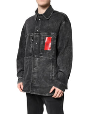 Dolce & Gabbana Black Logo Cotton Stretch Denim Jacket