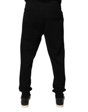 Dolce & Gabbana Black Cotton Mid Waist Jogger Sweatpants Pants
