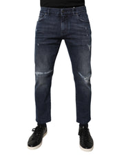 Dolce & Gabbana Blue Cotton Stretch Skinny Men Denim Jeans