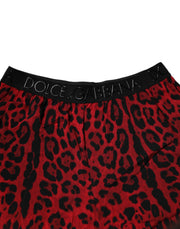 Dolce & Gabbana Red Leopard Print Viscose Bermuda Shorts