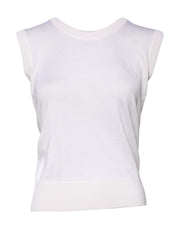 Dolce & Gabbana White Sleeveless Cashmere Round Neck Tank Top
