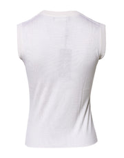 Dolce & Gabbana White Sleeveless Cashmere Round Neck Tank Top