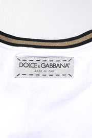 Dolce & Gabbana White Graphic Print Cotton Crew Neck T-shirt