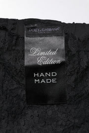Dolce & Gabbana Black Lace Sheer Sacred Heart Crew Neck Top