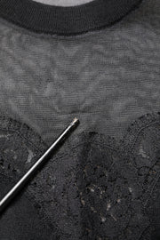 Dolce & Gabbana Black Lace Sheer Crew Neck Sleeveless Top