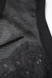 Dolce & Gabbana Black Lace Sheer Crew Neck Sleeveless Top