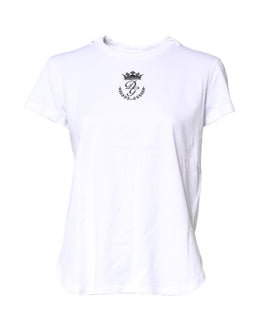 Dolce & Gabbana White Logo Crown Cotton Crew Neck T-shirt