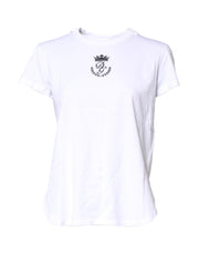 Dolce & Gabbana White Logo Crown Cotton Crew Neck T-shirt