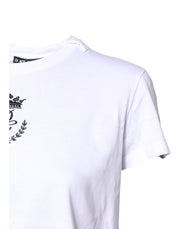 Dolce & Gabbana White Logo Crown Cotton Crew Neck T-shirt