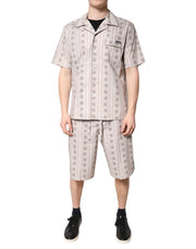 Dolce & Gabbana Beige Floral Print Cotton Men Pajama Set Sleepwear