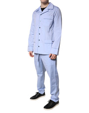 Dolce & Gabbana Light Blue DG Logo Cotton Men Pajama Set Sleepwear