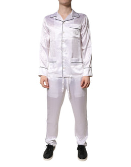 Dolce & Gabbana White Satin Silk Men Pajama Set Sleepwear