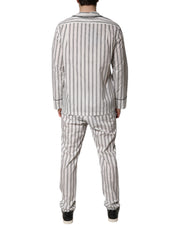 Dolce & Gabbana White Black Stripes Cotton Men Pajama Set Sleepwear