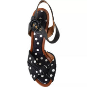 Dolce & Gabbana Black Polka Dot Leather Heels Sandals Shoes