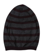 Dolce & Gabbana Gray Striped Wool Knitted Winter Beanie Hat