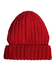 Dolce & Gabbana Red Solid Wool Knitted Winter Beanie Hat