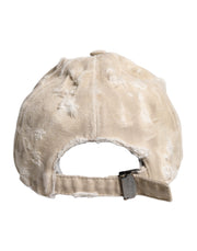 Dolce & Gabbana Beige Tattered Cotton 6 Panels Baseball Cap