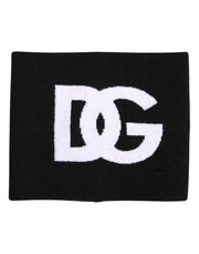 Dolce & Gabbana Black White Logo Print Knitted Neck Warmer Scarf
