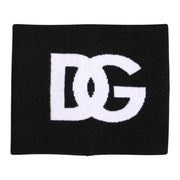 Dolce & Gabbana Black White Logo Print Knitted Neck Warmer Scarf
