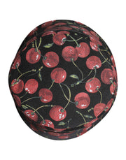 Dolce & Gabbana Black Cotton Printed Wide Brim Bucket Hat