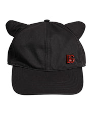 Dolce & Gabbana Black Cotton Logo Patch 6 Panels Baseball Cap