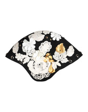 Dolce & Gabbana Black Wool White Floral Gold Leaf Cloche Hat