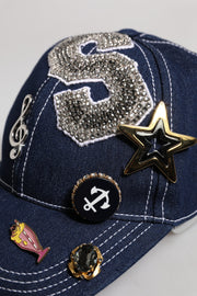 Dolce & Gabbana Blue Crystal Embellishment Baseball Cap
