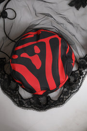 Dolce & Gabbana Black Red Stripes Lace Tulle Bucket Hat