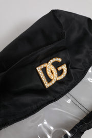 Dolce & Gabbana Black Nylon PVC DG Logo Bucket Hat