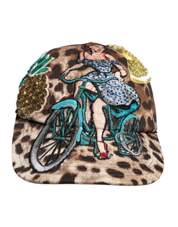 Dolce & Gabbana Brown Leopard Sequin Sicily Baseball Cap