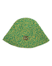 Dolce & Gabbana Green Cotton Crochet DG Logo Bucket Hat