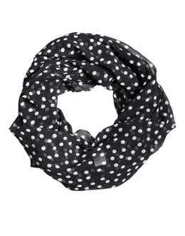 Dolce & Gabbana Black Polka Dots Polyester Wrap Shawl Scarf